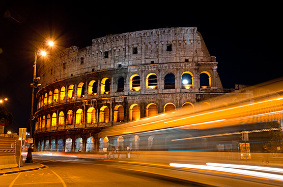 Rome, Colosseum at night